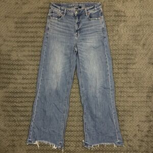American Eagle Outfitters High-Rise Wide Leg Jeans in Light Blue